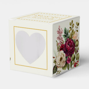 Elegant Burgundy Floral Roses Wedding Favour Boxe Favour Box