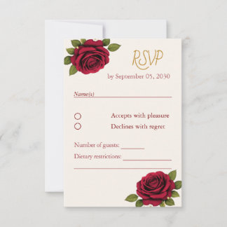 Elegant Burgundy Floral RSVP Card