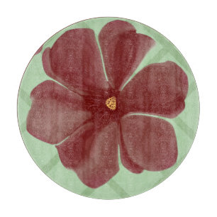 Elegant Burgundy Floral & Sage Green Lattice Patte Cutting Board