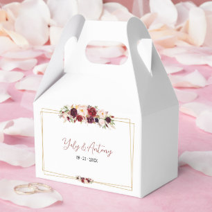 Elegant Burgundy Floral Small Keepsake Favour Box