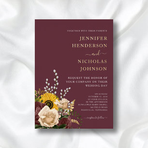 Elegant Burgundy Floral Wedding Gold