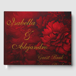 Elegant Burgundy Floral Wedding Guest Book