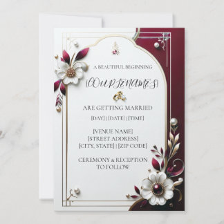 Elegant Burgundy Floral Wedding Invitation