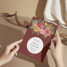 Elegant Burgundy Floral Wedding Invitation