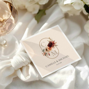 Elegant Burgundy Floral Wedding Paper Napkin