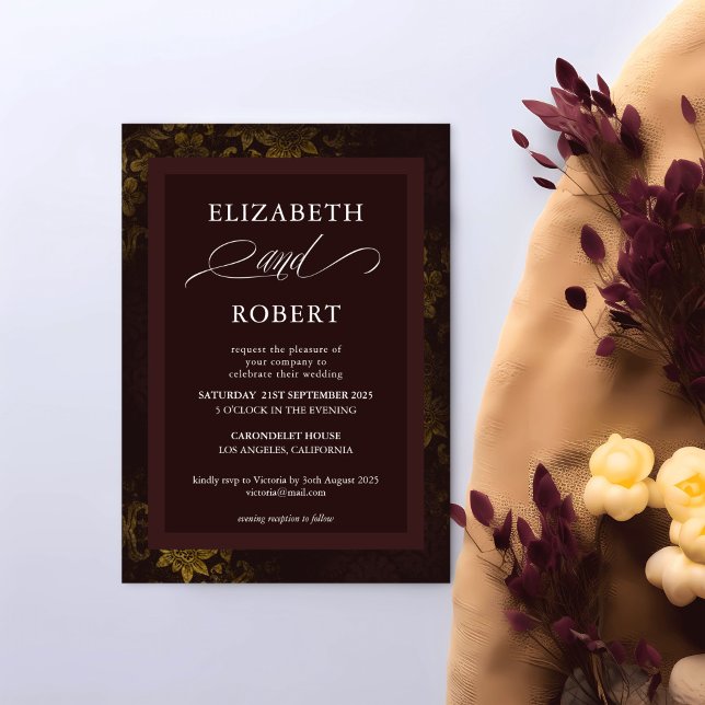 Elegant Burgundy Floral Wedding - Timeless Design Invitation (Creator Uploaded)