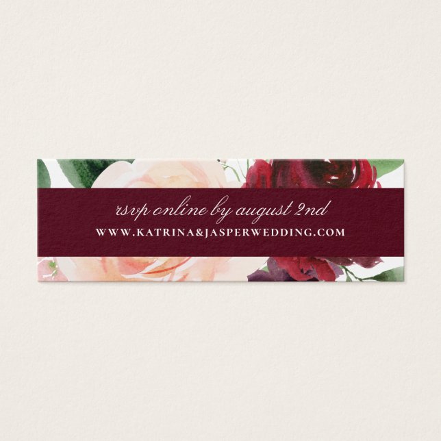 Elegant Burgundy Floral Wedding Website RSVP (Front)