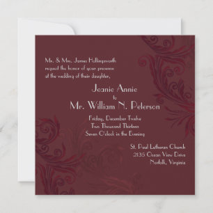 Elegant Burgundy Flourish Wedding Invitation