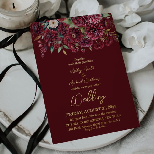 Elegant Burgundy Flower Boho Formal Floral Wedding (Creator Uploaded)