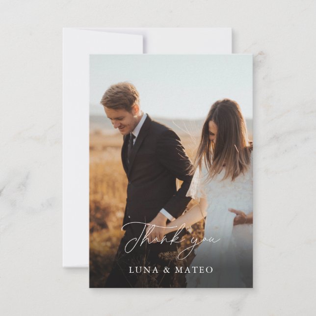 Elegant Burgundy Flower Photo Wedding Thank you  Card (Front)