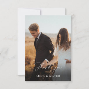 Elegant Burgundy Flower Photo Wedding Thank you  Card