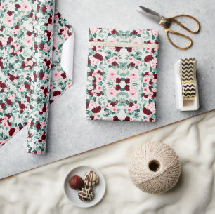 Elegant Burgundy Flower Wrapping Paper