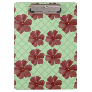 Elegant burgundy flowers on sage green clipboard
