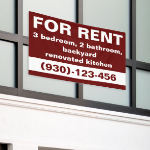 Elegant Burgundy For Rent Custom Real Estate Agent Banner