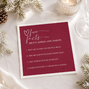 Elegant Burgundy Fun Facts Wedding Napkin