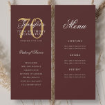 Elegant Burgundy Gold 70th Birthday Program Menu Invitation<br><div class="desc">Elegant "Birthday Party Program" design with a sophisticated script typography w/ custom text.</div>