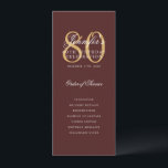 Elegant Burgundy Gold 80th Birthday Program   Menu Invitation<br><div class="desc">Elegant "Birthday Party Program" design with a sophisticated script typography w/ custom text.</div>