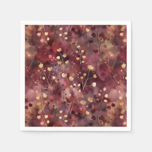 Elegant burgundy gold abstract floral napkin