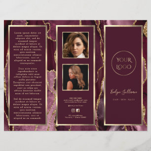Elegant Burgundy Gold Agate Brochure