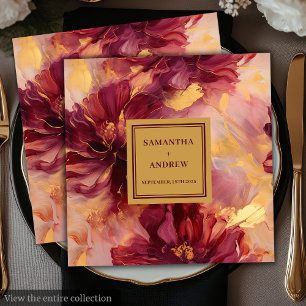 Elegant Burgundy Gold Blush Wedding Paper Napkins