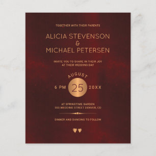 Elegant burgundy gold budget wedding invitation