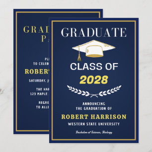 Elegant Burgundy Gold College Graduation Party Invitation