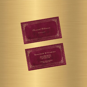 Elegant Burgundy Gold Customisable Business Card