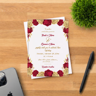 elegant burgundy & gold floral frame wedding acrylic invitations