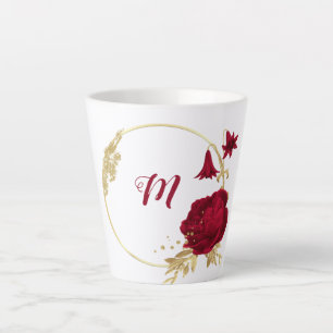 Elegant burgundy gold floral  latte mug