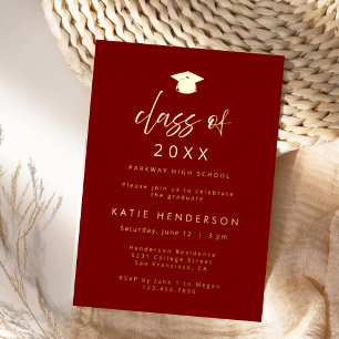Elegant Burgundy Gold Graduation Party Invitation