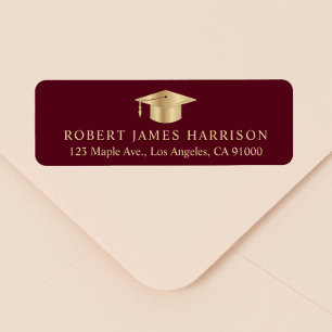 Elegant Burgundy Gold Graduation Return Address