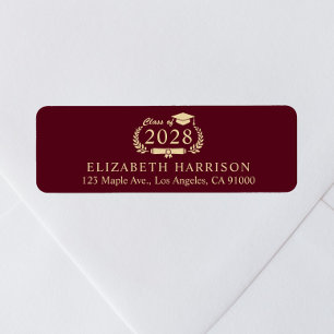 Elegant Burgundy Gold Graduation Return Address