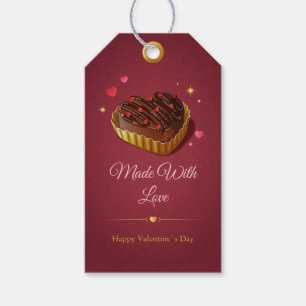 Elegant Burgundy & Gold Heart Chocolate Love Made Gift Tags