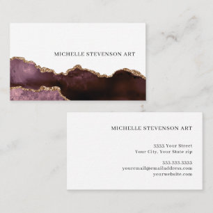 Elegant Burgundy Gold Marble Agate Abstract Business Card