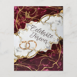 Elegant Burgundy & Gold Marble Wedding Invitation