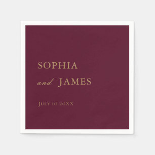 Elegant Burgundy Gold Minimalist Wedding Napkin