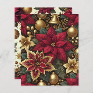 Elegant Burgundy & Gold Poinsettia Scrapbook Paper