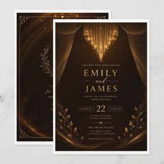 Elegant Burgundy Gold Wedding Invitation | Luxury