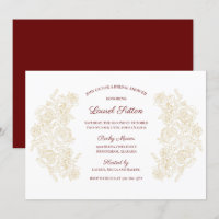 Elegant Burgundy & Golden Roses Bridal Shower