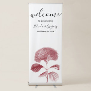 Elegant Burgundy Hydrangea Wedding Welcome Sign