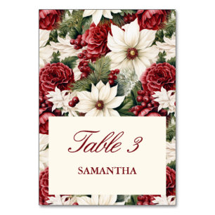 Elegant Burgundy Ivory Floral Wedding Place Card