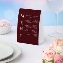 Elegant Burgundy & Ivory Wedding Bar Menu 