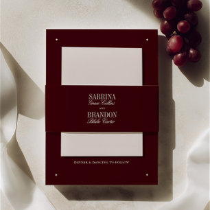 Elegant Burgundy & Ivory Wedding  Invitation Belly Band