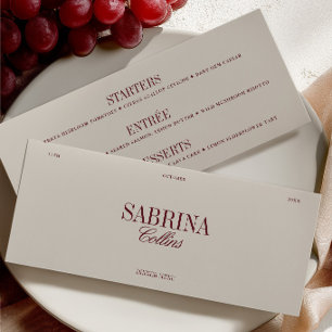 Elegant Burgundy & Ivory Wedding Place Card & Menu