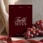 Elegant Burgundy & Ivory Wedding Table Number<br><div class="desc">Designed with a deep burgundy background paired with refined serif and flowing script typography, this sign adds sophistication to your reception décor. Perfect for formal weddings, vineyard celebrations, evening receptions, or autumn and winter events, it creates a cohesive look when paired with matching invitations, menus, place cards, and signage. Fully...</div>