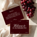 Elegant Burgundy & Ivory Wedding Welcome Card<br><div class="desc">Greet your guests in style with this elegant ivory and burgundy wedding welcome card. Featuring a clean ivory background paired with refined serif and flowing script typography in a deep wine-red hue, this design creates a timeless and sophisticated first impression. Fully customisable — personalise with your wedding date, location, and...</div>