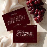 Elegant Burgundy & Ivory Wedding Welcome Card