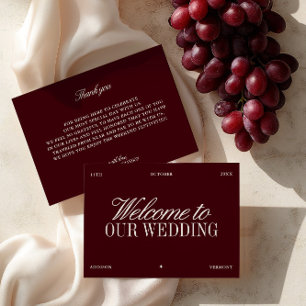 Elegant Burgundy & Ivory Wedding Welcome Card
