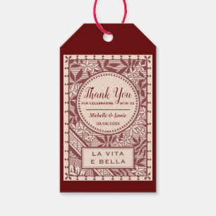Elegant Burgundy La Vita E Bella Quote Gift Tags