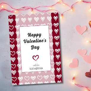 Elegant Burgundy Lace Hearts Happy Valentines Day Holiday Card